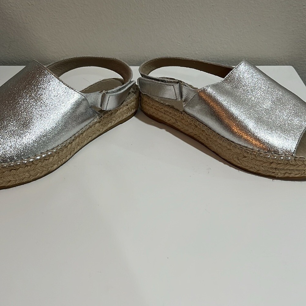 Carvela Kurt Geiger Women's Silver Leather‎ Espadrilles Sz 38 (US 8) Metallic - Picture 6 of 11